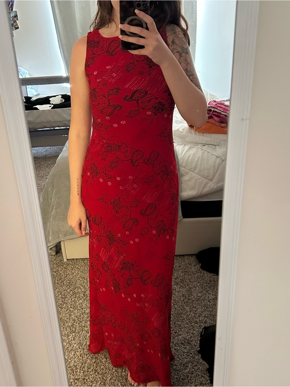 Vintage Jonathan Martin Red Boat Neck Dress